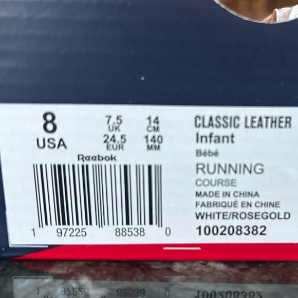 New in original box rose gold Reebok sneakers, toddler size 8 - Picture 2 of 2